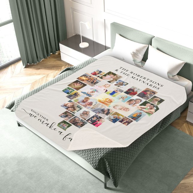 Manta Sherpa Collage de fotos cardíaco juntos hacemos una famil (Subido por el creador)