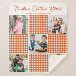 Manta Sherpa Collage de fotos de Naranja personalizado Plaid Pl