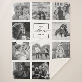 Manta Sherpa Collage de fotos de nombre de familia Personalizad