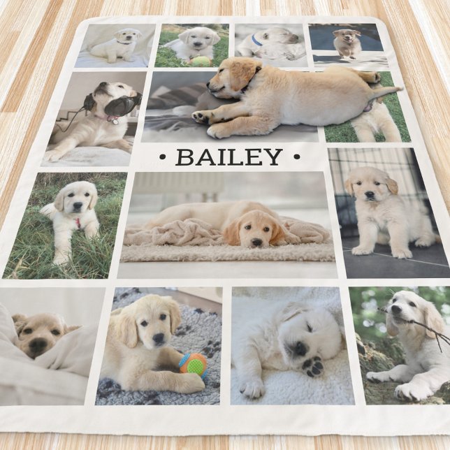 Manta Sherpa Collage de fotos de perro Moderno Mínimo Negro y B (Subido por el creador)