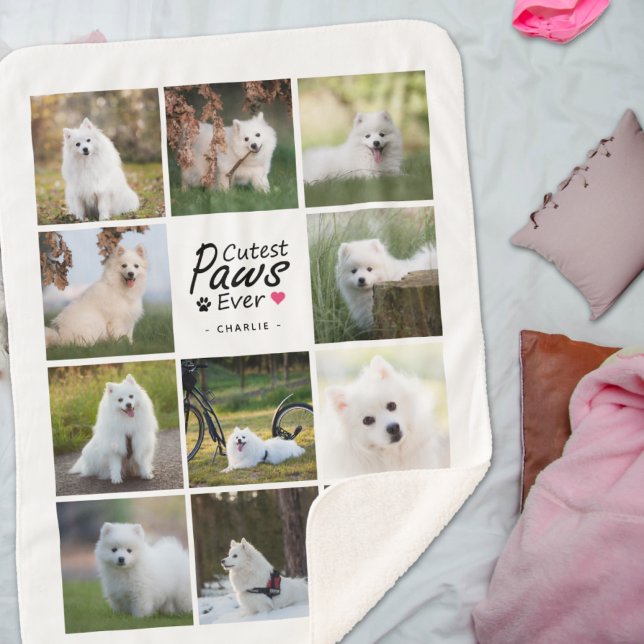 Manta Sherpa Collage de fotos de perros juguetón moderno y eleg (Subido por el creador)