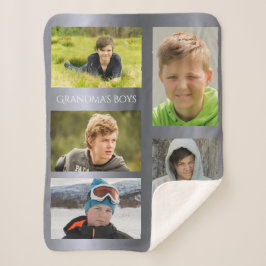 Manta Sherpa Collage de fotos de plata abuela