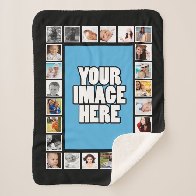 Manta Sherpa Collage de fotos DIY personalizado (Anverso)