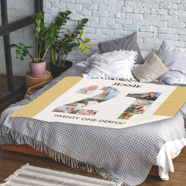 Manta Sherpa Collage de fotos en número 21 cumpleaños número 21 (Subido por el creador)