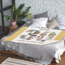 Manta Sherpa Collage de fotos en número 30 Neutral 30 cumpleaño