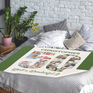 Manta Sherpa Collage de fotos en número 50 Forma para cumplea