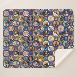 Manta Sherpa Collage de fotos Familiar Aspecto De Tejido Oscuro