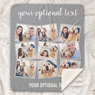 Manta Sherpa Collage de fotos Gris 9 moderno