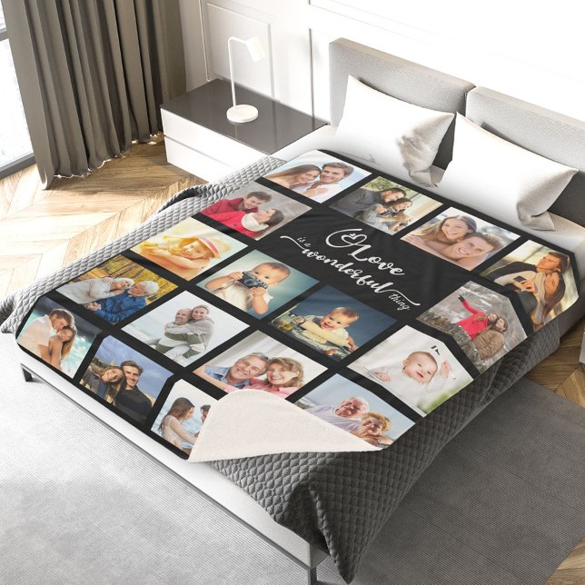 Manta Sherpa Collage de fotos Love Quote Black 18 (Subido por el creador)