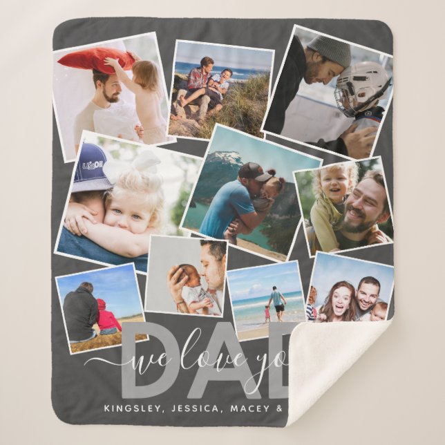 Manta Sherpa Collage de fotos moderno "Te queremos", Sherpa Bla (Anverso)