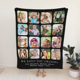 Manta Sherpa Collage de fotos negro abuelo 16