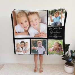 Manta Sherpa Collage de fotos negro de la abuela