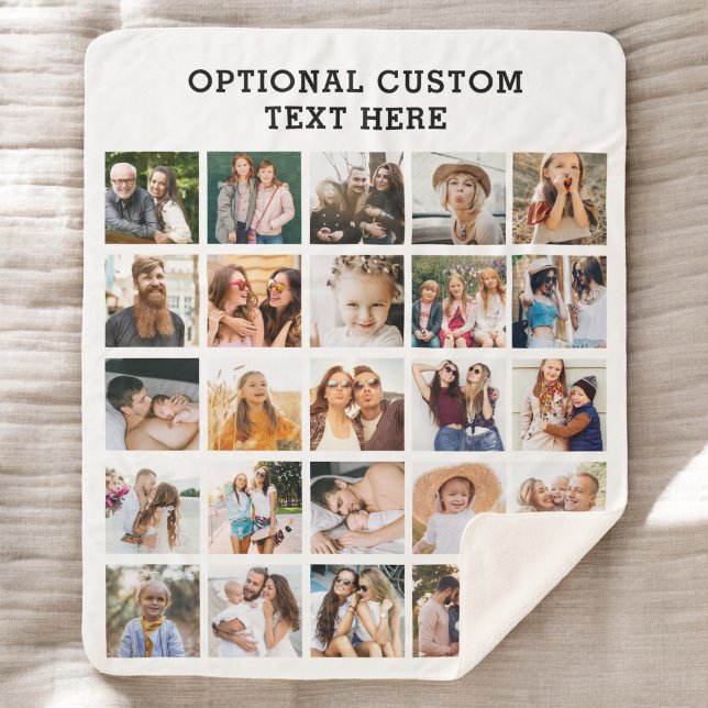 Manta Sherpa Collage de fotos negro simple 25 imagen personaliz (Subido por el creador)