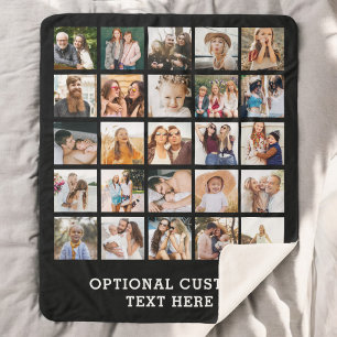 Manta Sherpa Collage de fotos negro simple 25 imagen personaliz