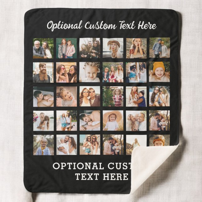 Manta Sherpa Collage de fotos negro simple 30 imagen personaliz (Subido por el creador)