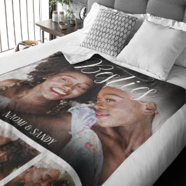 Manta Sherpa Collage de fotos personalizado de Besties