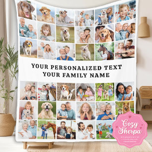 Manta Sherpa Collage de Fotos Personalizado de Moda con 36 Foto