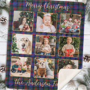 Manta Sherpa Collage de fotos personalizado de Navidades famili