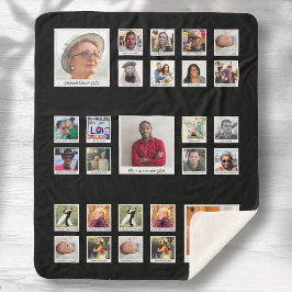 Manta Sherpa Collage de fotos retro familiar