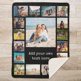 Manta Sherpa Collage de fotos sencillo moderno de 17