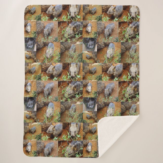 Manta Sherpa Collage de fotos Wombat, (Anverso)