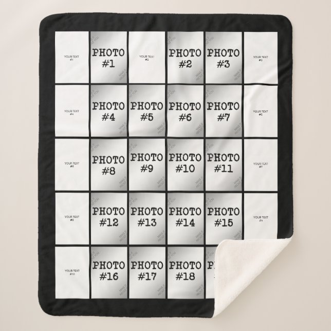 Manta Sherpa Collage de texto y foto de Rectangle (Anverso)