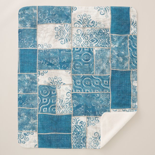 Manta Sherpa Collage de trabajo en mosaico: combinación de patr (Anverso)