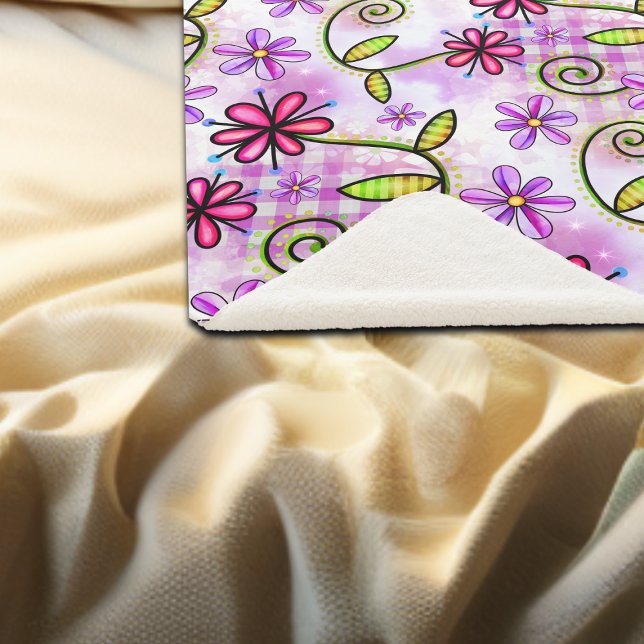 Manta Sherpa Collage holográfico de arcoiris floral (Subido por el creador)