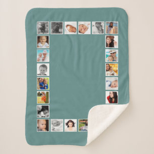 Manta Sherpa Collage personalizado de 24 Photo DIY