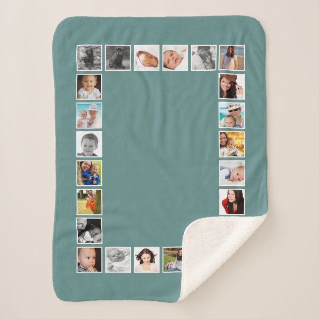 Manta Sherpa Collage personalizado de 24 Photo DIY (Anverso)