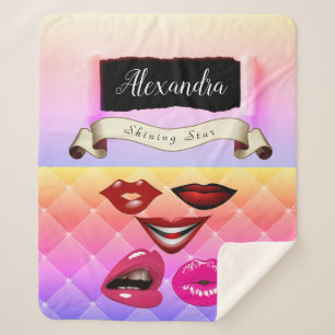 Manta Sherpa Collage retro moderno y negrita