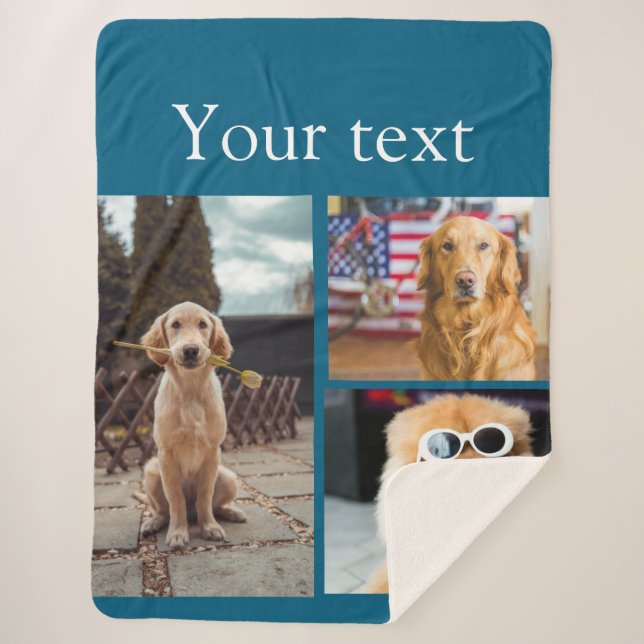 Manta Sherpa Collage simple de fotos con nombres de animales co (Anverso)