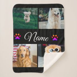 Manta Sherpa Collage simple de fotos con nombres de animales co