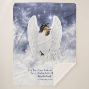 Manta Sherpa Collie Angel y Cherubim de color tricolor, cielo d