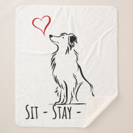 Manta Sherpa Collie de borde Sit-Stay-Love