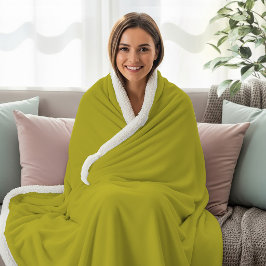 Manta Sherpa Color Chartreuse Amarillo Verdoso Plano Minimalist
