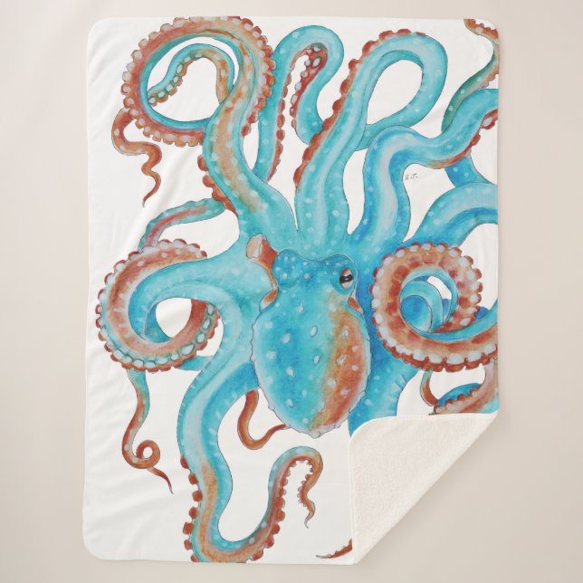 Manta Sherpa Color del pulpo azul Verde azulado pálido (Anverso)