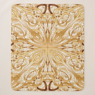 Manta Sherpa Color dorado, patrón decorativo sin costuras.