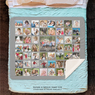 Manta Sherpa Color Personalizado de 53 Collages de fotos simple