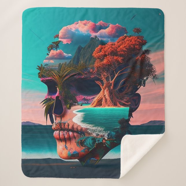 Manta Sherpa Colored skull head (Anverso)