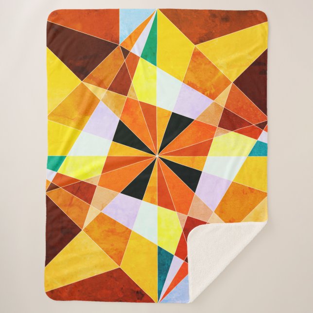 Manta Sherpa Colores cálidos Formas geométricas angulares Guay (Anverso)