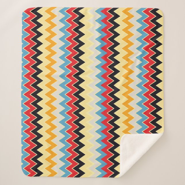 Manta Sherpa Colores Líneas Zigzag (Anverso)