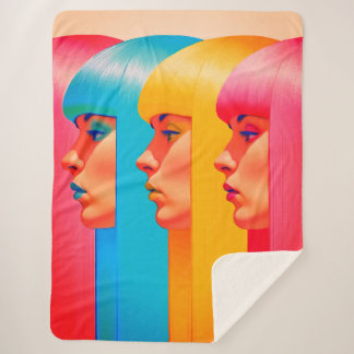 Manta Sherpa Colorful Faces Vibrant Multicolor Side Profiles