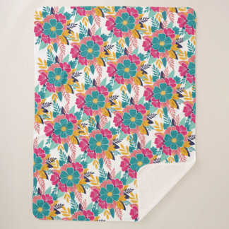 Manta Sherpa Colorful Floral Pattern Large Cozy Blanket – Brigh