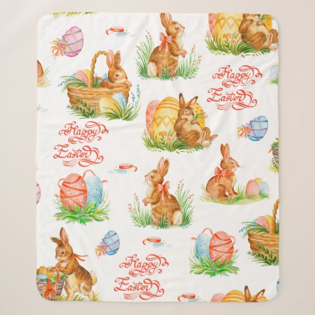 Manta Sherpa Colorful seamless pattern with spring easter conce (Anverso)
