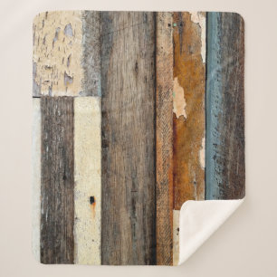 Manta Sherpa Colorful Vintage Timber Panels with peeling painta