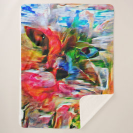 Manta Sherpa Colorida abstracción de arte de gatos expresionist