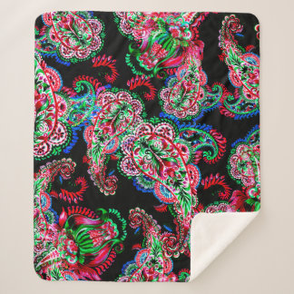 Manta Sherpa Colorida acuarela paisley ilustracion floral pa