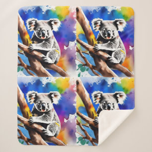 Manta Sherpa Colorida Esplash acuático del oso de Koala,
