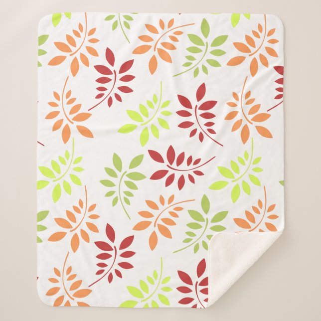 Manta Sherpa Coloridas hojas otoñales en tonos cálidos (Anverso)